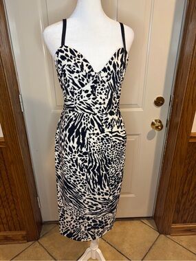 Sergio Hudson Target Animal Print Bodycon Midi Dress Size M